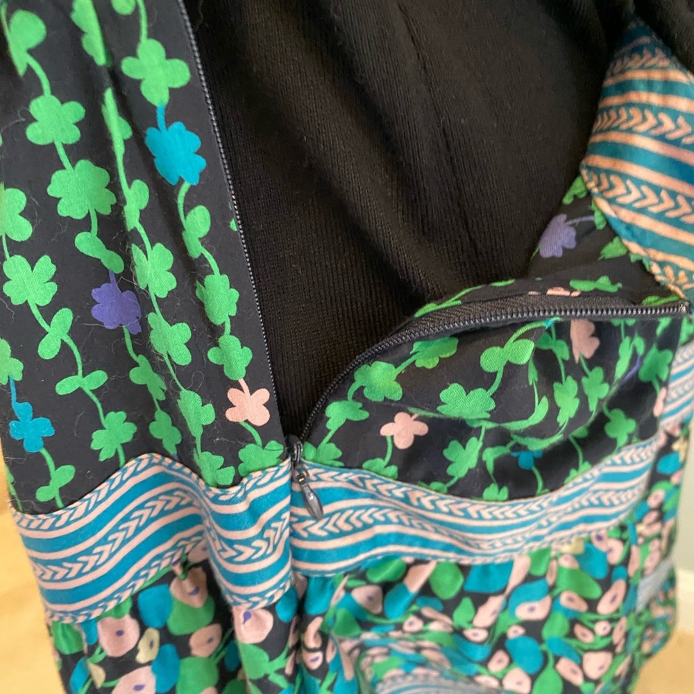 Marc Jacobs Floral Tiered Midi Skirt in Green with Pink Accents - Picture 3 of 4
